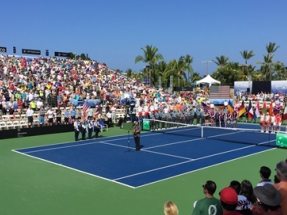 Grandstand with 1,700 Seats in Hawaii for the FED Cup Tennis Match between the USA and Poland