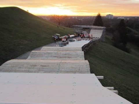 NUSSLI Erects the Most Imposing Track in the History of the Red Bull Crashed Ice in Olympiapark.