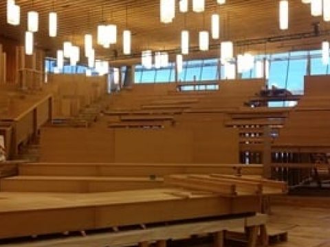 NUSSLI completed a tailor-made wooden theater.