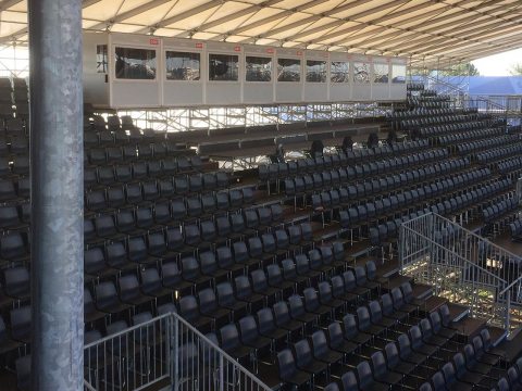 2,000 roofed VIP seats and commentator boxes for the media.