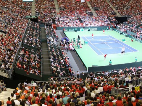 The Davis Cup Arena has 18,500 seats.