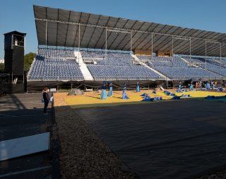 Pictures of the rehearsals in front of the empty grandstand. From August 15, the grandstand will be full with spectators
