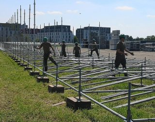 Start of the arena construction for the Swiss National Wrestling Festival 