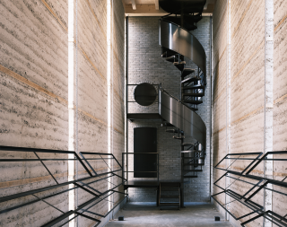 The nearly nine-meter-high spiral staircase, Kiln Tower, Brickworks Museum Cham 
