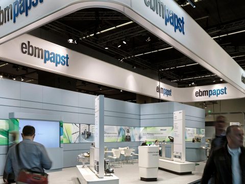 Picture: The modular exhibition stand kit specially developed for ebm-papst was also used at this year’s IAA.