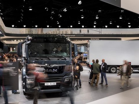 The MAN Truck & Bus exhibition stand at the IAA Commercial Vehicles 2018 International Motor Show in Hanover