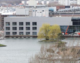 Construction site on March 15, 2019, Autostadt «Hafen 1»