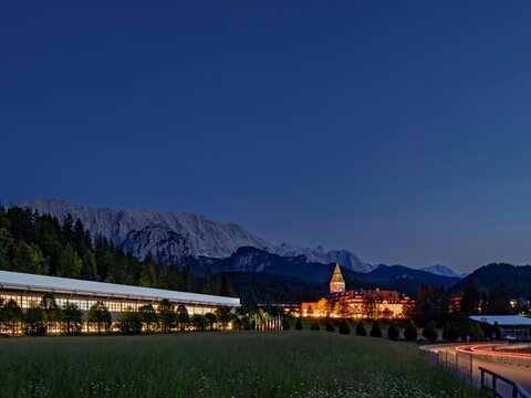 The briefing center at Schloss Elmau, where the meeting of the G7 heads of state and government took place.