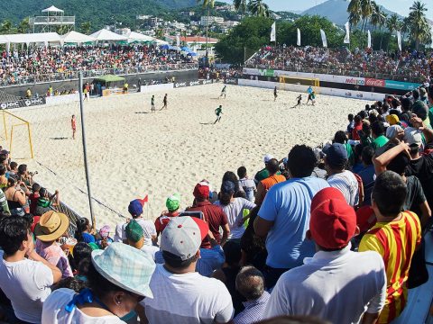 NUSSLI created a beach soccer arena with space for 2000 spectators and other event structures.