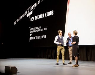 NUSSLI wins silver with the Theater Cube in Bern at the XAVER Award ceremony